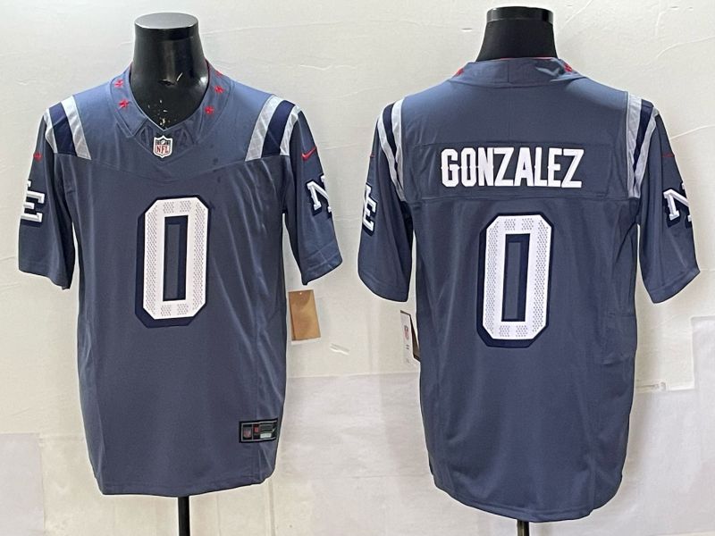 Men 2025 New England Patriots #0 Gonzalez blue 5th generation Throwback Nike Limited NFL Jersey style 051